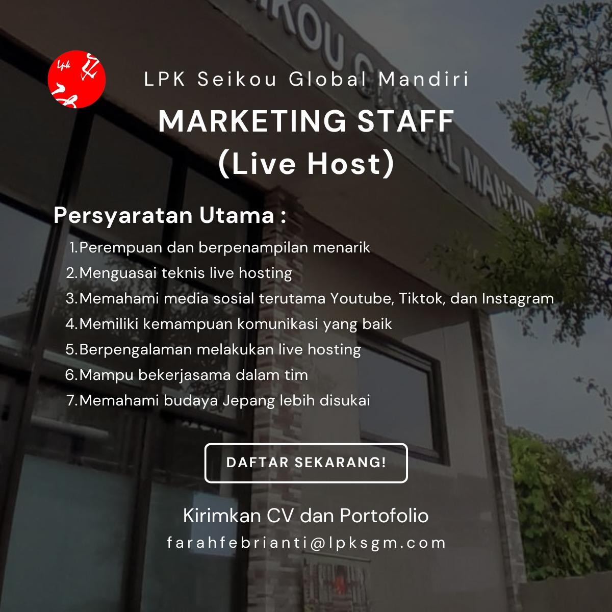 MARKETING STAFF (LIVE HOST)